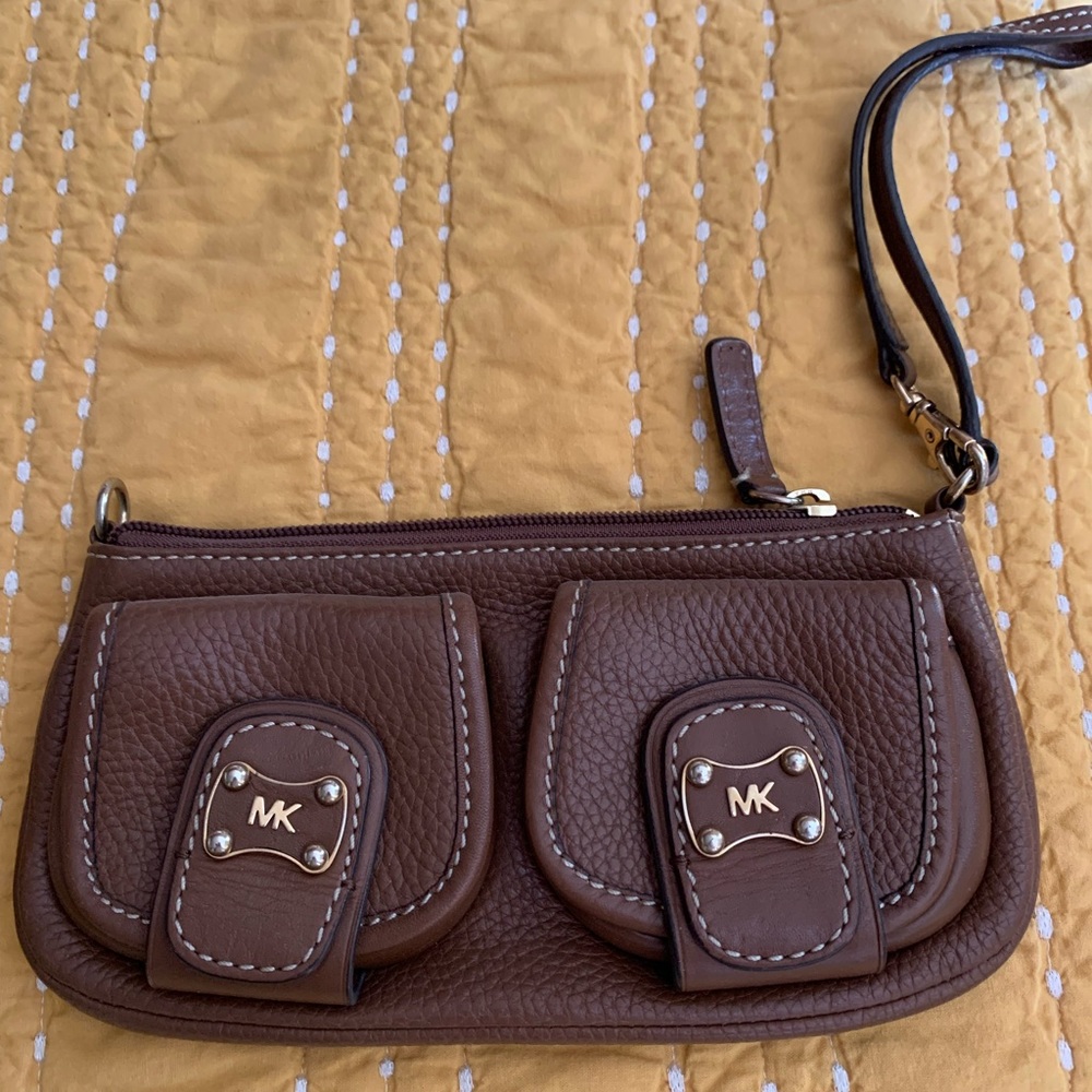 Michael Kors brown leather clutch
